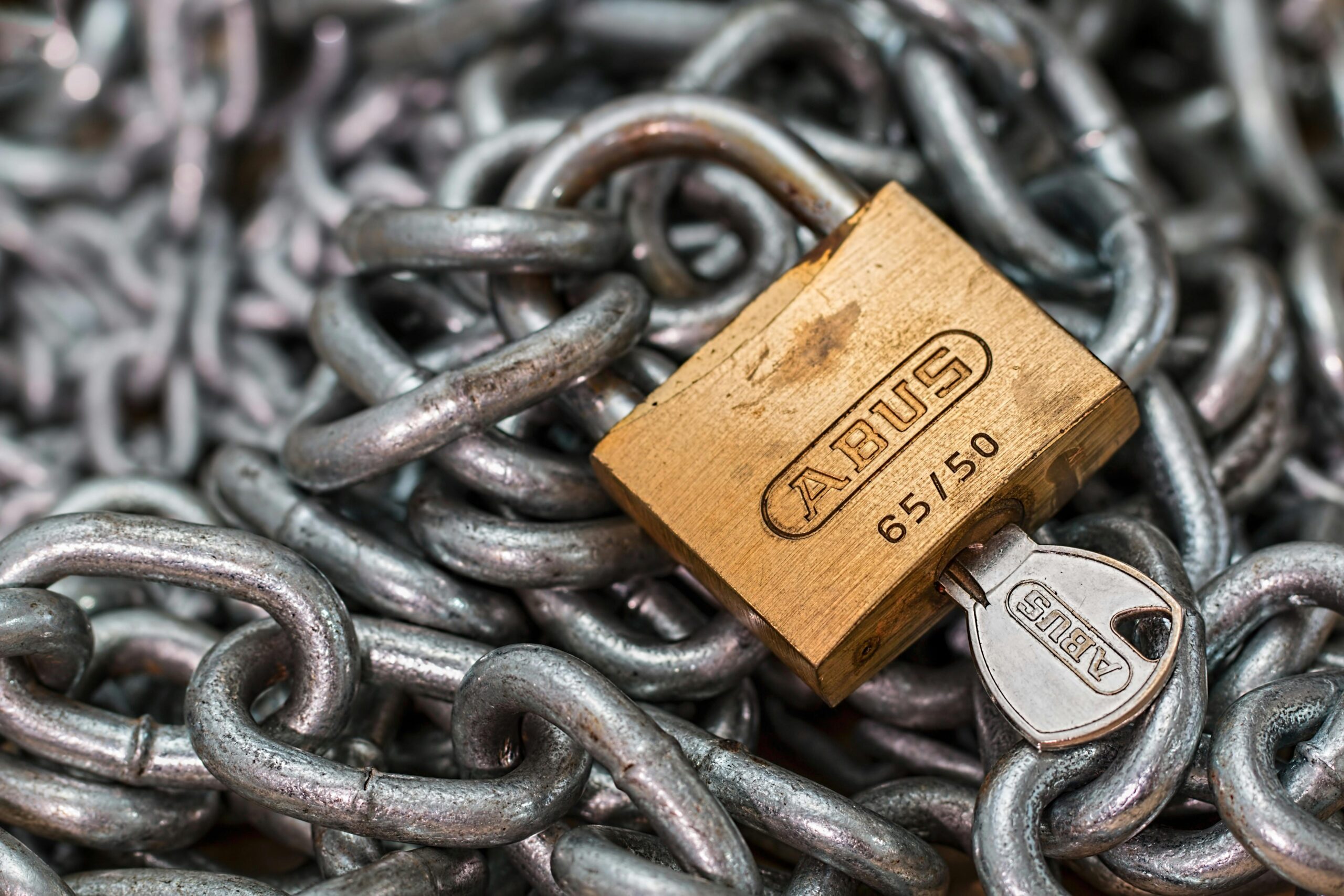Chains with a padlock and key